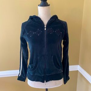 BCBG Black Velour Zip Up